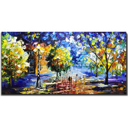 V-inspire Art, 24X48 Inch Oil Paintings, Street Color at Night. Abstract Canvas Art, 100% Hand-Painted Bedroom Living Room Hanging Oil Paintings Wall Art Decorations...