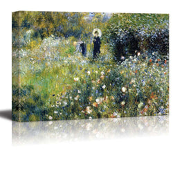 Woman with a Parasol in a Garden by Pierre-Auguste Renoir - Canvas Print Wall Art Famous Painting Reproduction - 24" x 36"