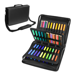 180 Colored Pencils Case / 140 Gel Pens Bag - YOUSHARES PU Leather Colored Pencil & Gel Pen Case with Zipper Holds - Artist use Supply School Large Capacity Professional Storage（Black）