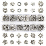 Quefe 360pcs Silver Spacer Beads Caps of 12 Styles Jewelry Accessories for Bracelet Necklace Jewelry Making