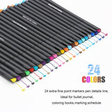Omont Journal Planner Pens Colored Pens Fine Point Markers(24Colors), Fine Tip Drawing Pens Porous Fineliner Pen for Bullet Journaling Writing Note Taking Calendar Agenda Coloring Art Office Supplies