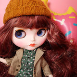 Aegilmc 1/6 Blythe Ice Doll, Fashion BJD MSD Scale Doll, 12 Inch Face Makeup, for DIY Toy Cute Ball Dress Jointed Puppe,Brown,7joints