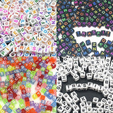 Trasfit 800 Pieces 4 Color Acrylic Alphabet Letter"A-Z" Cube Beads for Jewelry Making, Bracelets,