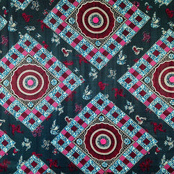 African Print Fabric Cotton Print Ceramic 44'' wide By The Yard Turquoise Fuchsia Purple Blue