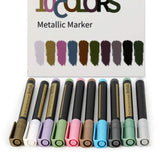 Metallic Paint Marker Pens Set of 10 Colors for Card Making, Rock Painting, DIY Photo Album, Scrapbook Crafts, Metal, Wood, Ceramic, Glass (2.0mm tip)