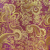 Metallic Paisley Brocade Fabric 60" By Yard in Red Yellow White Purple Blue (Purple/Gold)