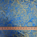 Metallic Paisley Brocade Fabric 60" By Yard in Red Yellow White Purple Blue (Turquoise / Gold)