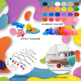Polymer Clay Kit, Ultra Soft & Stretchable Baking Molding Clay- 24 Color Blocks with Bonus Tools, Accessories and Easy Storage Box - DIY Modeling Magic Clay Kit for Kids/Adults