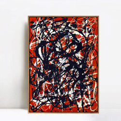 INVIN ART Framed Canvas Giclee Print Art Free Form by Jackson Pollock Abstract Wall Art Living Room Home Office Decorations(Wood Color Slim Frame,24"x32")
