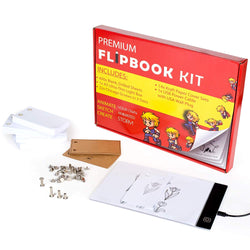 FLIP BOOK KIT with Lightbox, 400 Sheets 4.5" x 2.5" & 22 Screws in 3 Sizes, A5 LED Light Box for Drawing and Tracing, No Bleed Flipbook Kit for Sketching & Animating, 120 GSM Flipbook Paper With Holes
