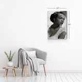 SmileArtDesign Eartha Kitt Pretty in Fancy Dress Black and White Wall Art Canvas Print Beautiful African American Icon Artwork Living Room Bedroom Home Decor Ready to Hang Made in USA 36x24