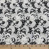 Gisselle Guipure Corded French Lace Embroidery Fabric 52" wide Many Colors (White)