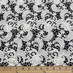 Gisselle Guipure Corded French Lace Embroidery Fabric 52" wide Many Colors (White)