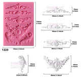 Funshowcase Baroque Style Curlicues Scroll Lace Fondant Silicone Mold for Sugarcraft, Cake Border Decoration, Cupcake Topper, Jewelry, Polymer Clay, Candle Accent, Crafting Projects, 5 in Set