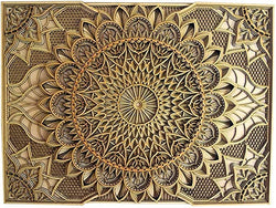 BHDecor Home Wall Decor – Multilayered Laser Cut Carved Elegant Wooden Mandala Hanging MDF Panels for Decoration - Rustic Contemporary Artwork 38.2 x 28.3 inch(97x72cm), Natural Wood