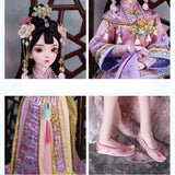 MLyzhe 1/3 BJD Doll 34 Flexible Ball Jointed Body Girl Female Model with Full Set Skirt Wig Long Hair Shoes and Accessories,B