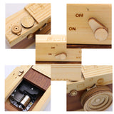 FuturePlusX Creative Wooden Music Box, Retro Camera Designed Wooden Gift Music Box for Boys Girls Home Decoration