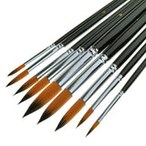 Marrywindix 9pcs Round Pointed Tip Pony Hair Artists Filbert Paintbrushes, Watercolor Paint Brush Set Acrylic Oil Painting Brush Black