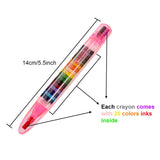 BBTO 20 in 1 Stackable Crayons Colorful Glitter Crayon Stacking Crayons for Drawing Learning and Art Class Supplies, 4 Shell Colors (20 Pieces)