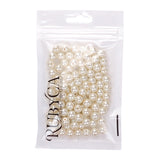 RUBYCA 200Pcs Czech Tiny Satin Luster Glass Pearl Round Bead for Beading Jewelry Making 8mm Cream