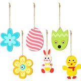 120 Pieces Unfinished Wood Easter Ornaments Egg Bunny Duck Tulip Shape Cutouts with Holes Hang Tags Favor Tags Gift Tags Treats Tags with Twines and Googly Wiggle Eyes for Easter Springtime Craft