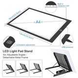 A4 LED Light Box Tracer-Dimmable Artcraft Tracing Light Pad Light Board Multi-Angle Stand 12 Colors Pencils & USB Charger for Artists Kids Beginners, Drawing Hand Lettering Sketching Animation