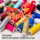 Pack of 39 Assorted Colour Polyester Sewing Threads Spool Set