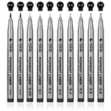 Fineliner Drawing Pens, 10 Size Micro-Line, Calligraphy Brushes Pen, Waterproof Archival Black Ink, for Beginners Hand Lettering, Scrapbooking, Technical Drawing, Sketchbook, Office Documents