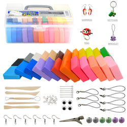 Polymer Clay Kit, Ultra Soft & Stretchable Baking Molding Clay- 24 Color Blocks with Bonus Tools, Accessories and Easy Storage Box - DIY Modeling Magic Clay Kit for Kids/Adults