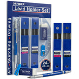 2mm Lead Holder Set - Professional Mechanical Drafting Pencil - 12xHB and 12x4B Lead Refills - 2mm Lead Pointer and Soft Eraser - Perfect Clutch Pencil for Sketching and Drawing