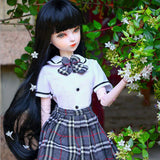 Fityle 4 Pieces Clothes Suit T-Shirt Pleated Skirt Stocking JK Uniform for 1/3 BJD Night Lolita DOD LUTS AS Doll Outfit