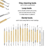 Pottery and Clay Sculpting Tools Double Sided Tool Set Sturdy Toolkit 42 Pcs for Polymer Clay Tools for Carving and Chipping Sculpting Tool Set for Beginner Carrying Case Artist Apron Cloth