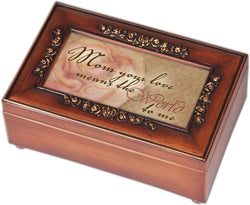 Cottage Garden Mom Your Love Means The World Burlwood Jewelry Music Box Plays You are My Sunshine