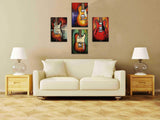 Wall Art Abstract Guitar Canvas Red Purple Green Orange Prints Paintings Home Decor Decal Life Pictures 4 Panel Posters HD Printed for Bedroom Living Room Framed Ready to Hang (16"x24", 4 Panels)