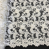 Gisselle Guipure Corded French Lace Embroidery Fabric 52" wide Many Colors (Off White)