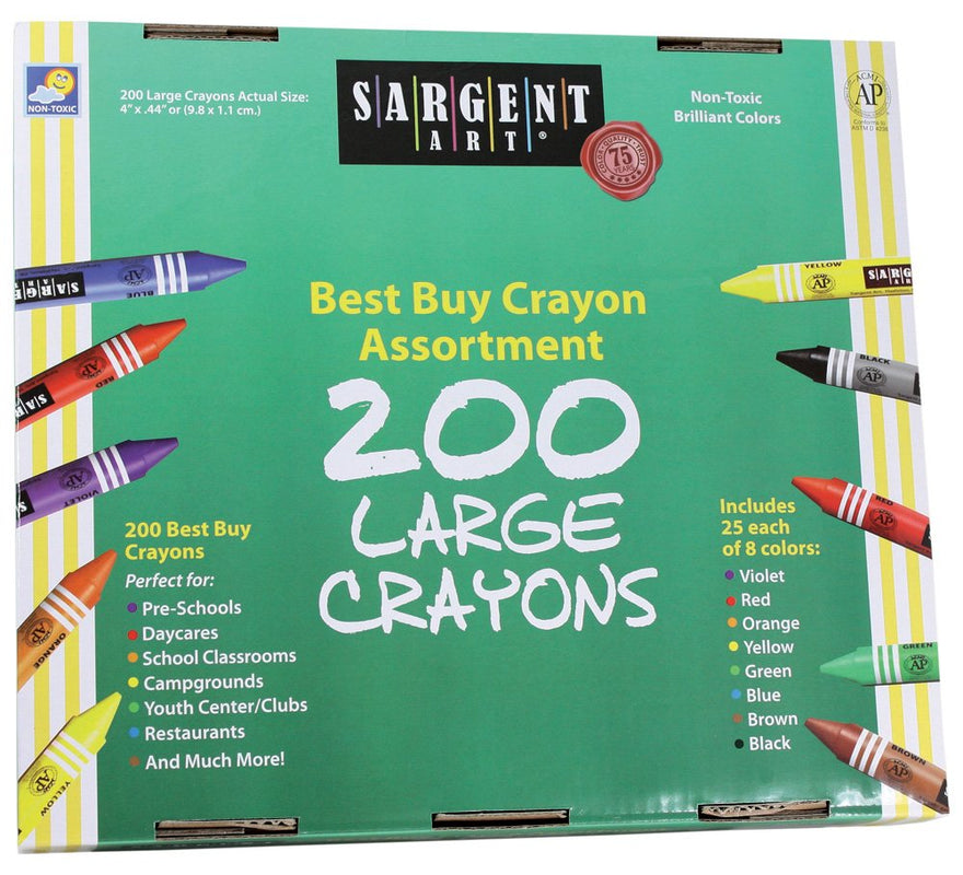 Sargent Art 200-Count Large Crayon Class Pack, Best Buy Assortment, 55-3225