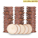 80 Pcs / 1.6-2.0 Inches Unfinished Wood Slices, FUHAIEEC Natural Round Rustic Woods Slices Pine Wood Coasters for Weddings Decoration Christmas Ornaments DIY Crafts