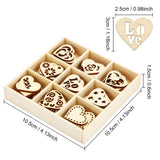 45 Pieces Wooden Ornaments Heart Wood Embellishments Crafts Set Hollow Design with Storage Tray, Mini Laser Cut Heart Shape for Valentine's Day and Wedding Decorations Kits