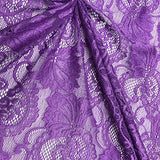 Stretch Lace Fabric Embroidered Poly Spandex French Floral Victoria 58" Wide by the yard (Purple)