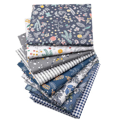 Quilting Fabric,White Grey Dark Blue Fat Quarters Fabric Bundles,Print Vintage Floral Checked Striped Fabric for Sewing,18"x22"
