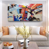 Metuu Modern Canvas Paintings, Texture Palette Knife Paintings Modern Home Decor Wall Art Painting Colorful Wood Inside Framed Ready to hang 24x48inch