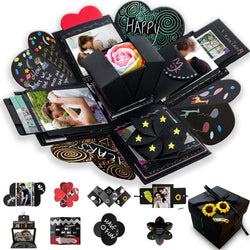 Wanateber Creative Explosion Gift Box, DIY - Love Memory, Scrapbook, Photo Album Box, as Birthday Gift, Wedding or Valentine's Day Surprise Box (Black)