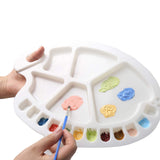 DIYASY 1 Pack Paint Tray Palettes with Thumb Hole,17 Well White Plastic Palette for DIY Craft Art Oil Watercolor Painting.