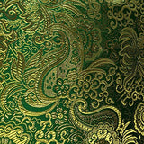 Metallic Paisley Brocade Fabric 60" By Yard in Red Yellow White Purple Blue (Kelly Green / Gold)