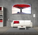 FLY SPRAY 1-Piece 100% Hand Painted Oil Paintings Stretched Framed Ready Hang Flower Landscape Red Tree Flower Modern Abstract Painting Canvas Living Room Bedroom Office Wall Art Home Decoration
