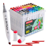 80 Colors Alcohol Markers, ParKoo Dual Tips Permanent Art Markers for Kids, Highlighter Sketch Marker Pens for Drawing Sketching Adult Coloring, Alcohol Based Markers with Carrying Case