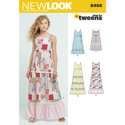 New Look Patterns Girls' Dresses with Trim, Bodice and Lace Variations A (8-10-12-14-16) 6466