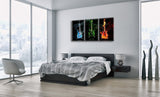 Music Wall Art Fire Ice Guitar Abstract Canvas Prints Home Decor for Living Room Modern Black and Red Pictures 3 Panel Large Posters Printed Painting Framed Ready to Hang (16"W x 24"H x 3 Panels, C)