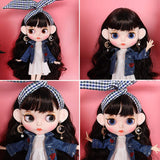 Aegilmc 1/6 Blythe Ice Doll, Fashion BJD MSD Scale Doll, 12 Inch Face Makeup, for DIY Toy Cute Ball Dress Jointed Puppe,Shorthair,19joints