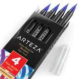 ARTEZA Real Brush Pens (A119 Dark Blue) Pack of 4, for Watercolor Painting with Flexible Nylon Brush Tips, Paint Markers for Coloring, Calligraphy and Drawing